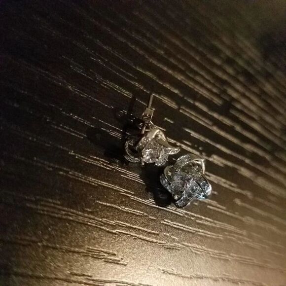 Silver Crystal Stud Earrings - Picture 4 of 4